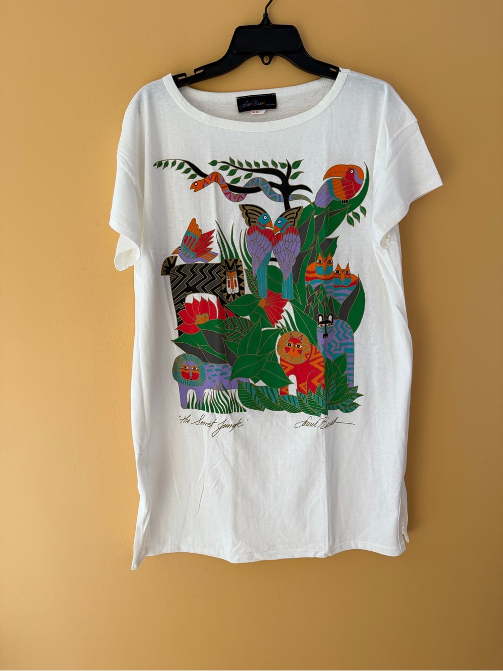 Vintage Laurel Burch T-shirt One Size Cotton Toucan Bird The Secret Jungle, NWOT